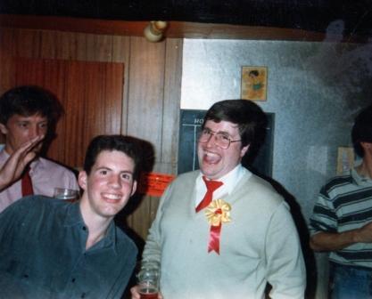 Martin Hollins sporting his LFC Rosette and celebrating the Sussex Junior Cup win in April 1989Webpic