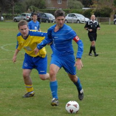 Tom Parker Battling for the ball LFC vs Cowfold