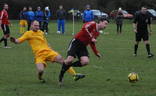 Jon Wright in on the tackle  LFC vs West Chiltington 07-02-15